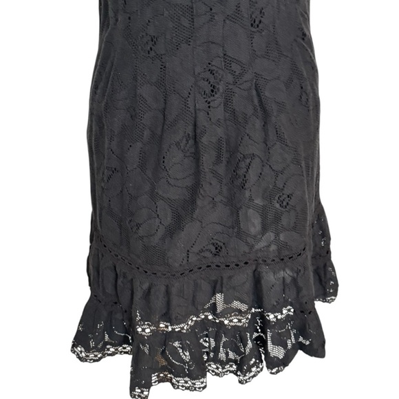 FREE PEOPLE Embroidered Black Sleeveless Dress Lace Flower Summer Sun Size S XS - Picture 4 of 5